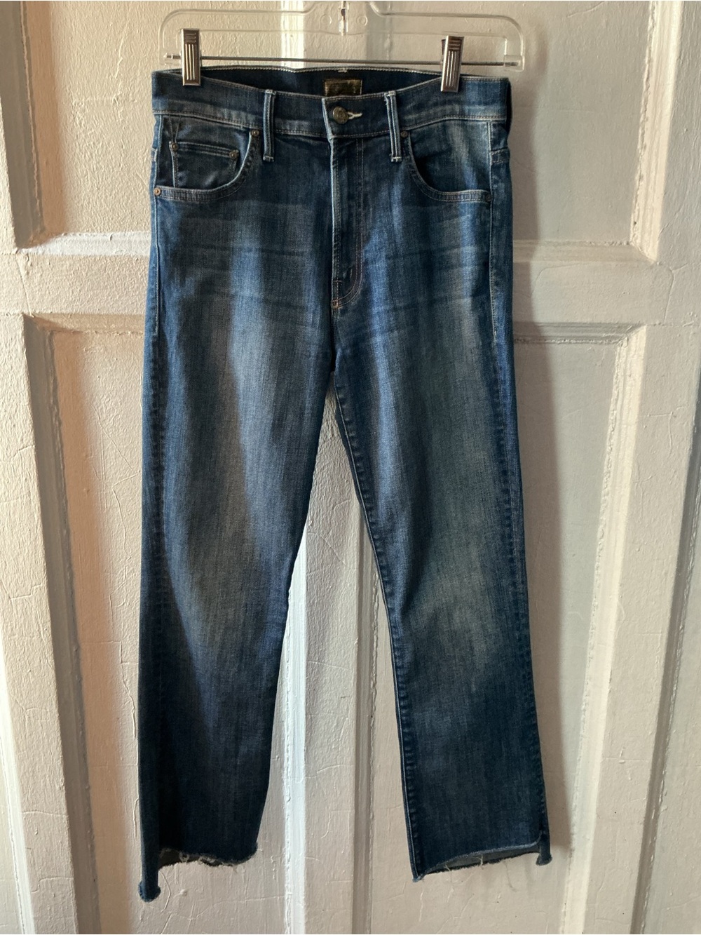MOTHER Ladies Insider Crop Step Fray Straight-Leg Jeans